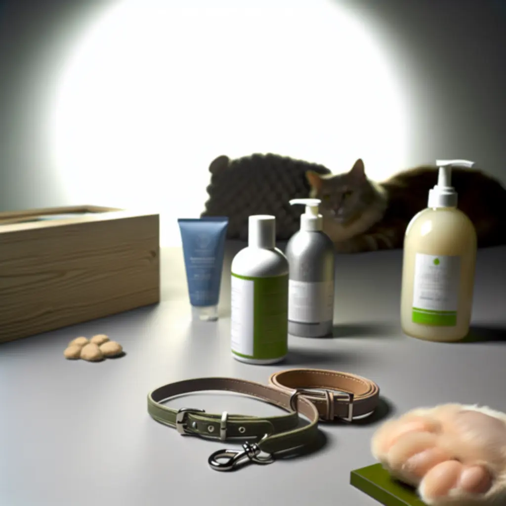 Zestaw stylowych akcesoriów dla psa i kota na jasnym tle