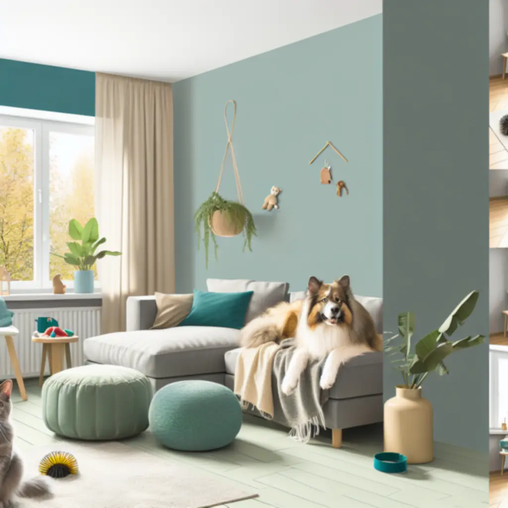 Kot i pies odpoczywający razem w przytulnym domu