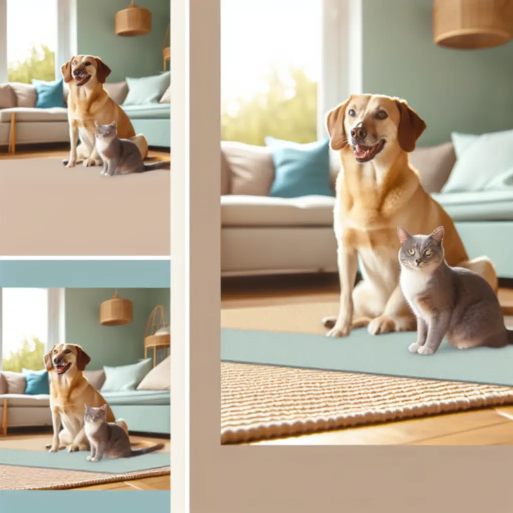 Pies i kot odpoczywający obok produktów z oferty Pawleento