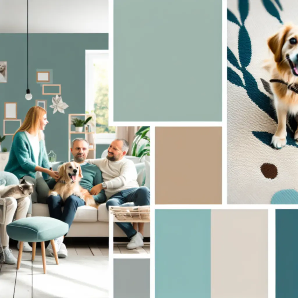 Pies i kot odpoczywający w przytulnym domu z akcesoriami dla zwierząt