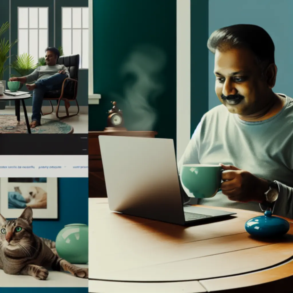 Opiekunka psa przeglądająca porady na laptopie