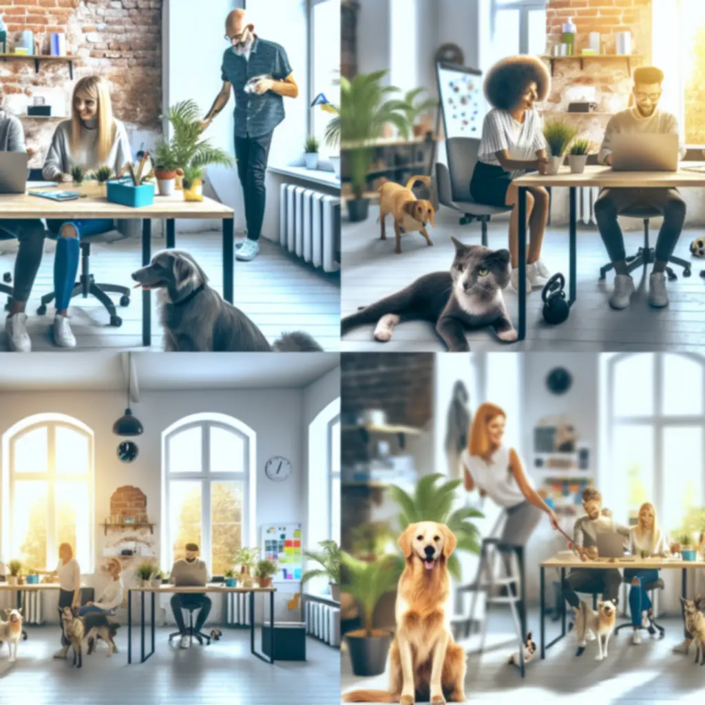 Biuro Pawleento z obecnymi psami i kotami w przyjaznej przestrzeni